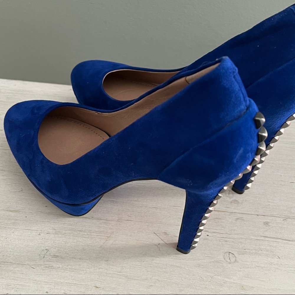 Vince Camuto Deba Lapis Blue Platform Studded Suede Shoe Size 38/8 - Picture 8 of 14